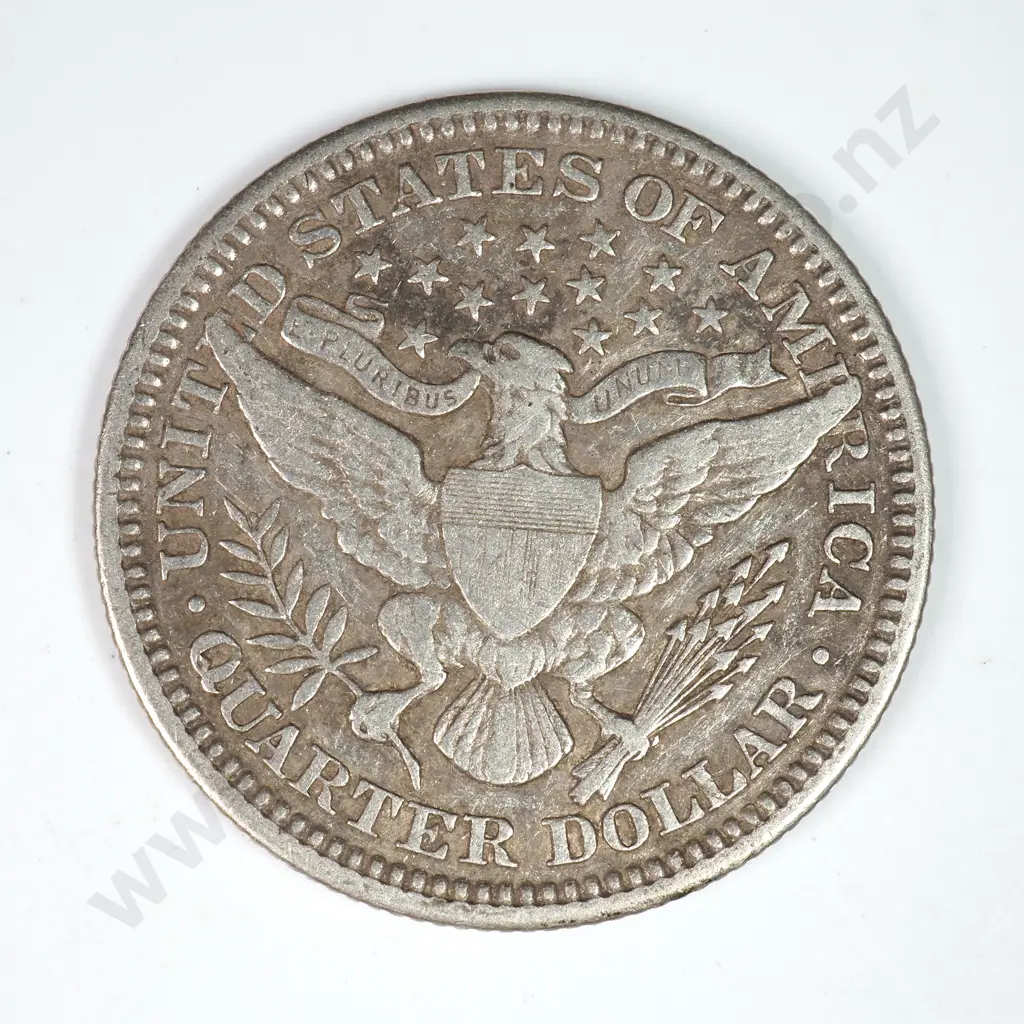 Barber Quarter Dollar: 1906 - Very Fine. C.V USD $66 ( NZD $115 ) Image 1++