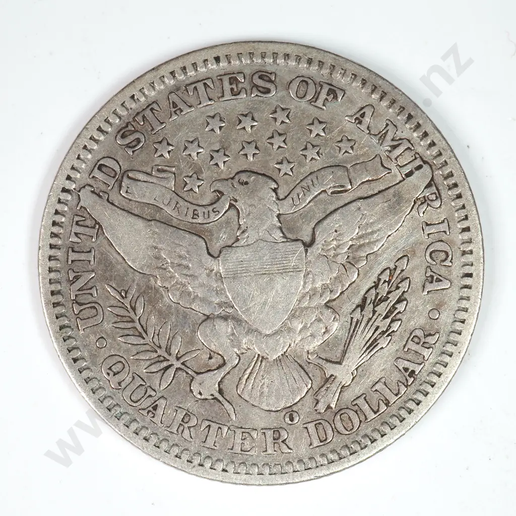 Barber Quarter Dollar: 1908 O - Fine. C.V USD $44 ( NZD $75 ) Image 1++