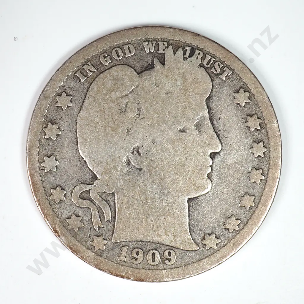Barber Quarter Dollar: 1909 S - Very Good. C.V USD $26 ( NZD $45 ) Image 1++