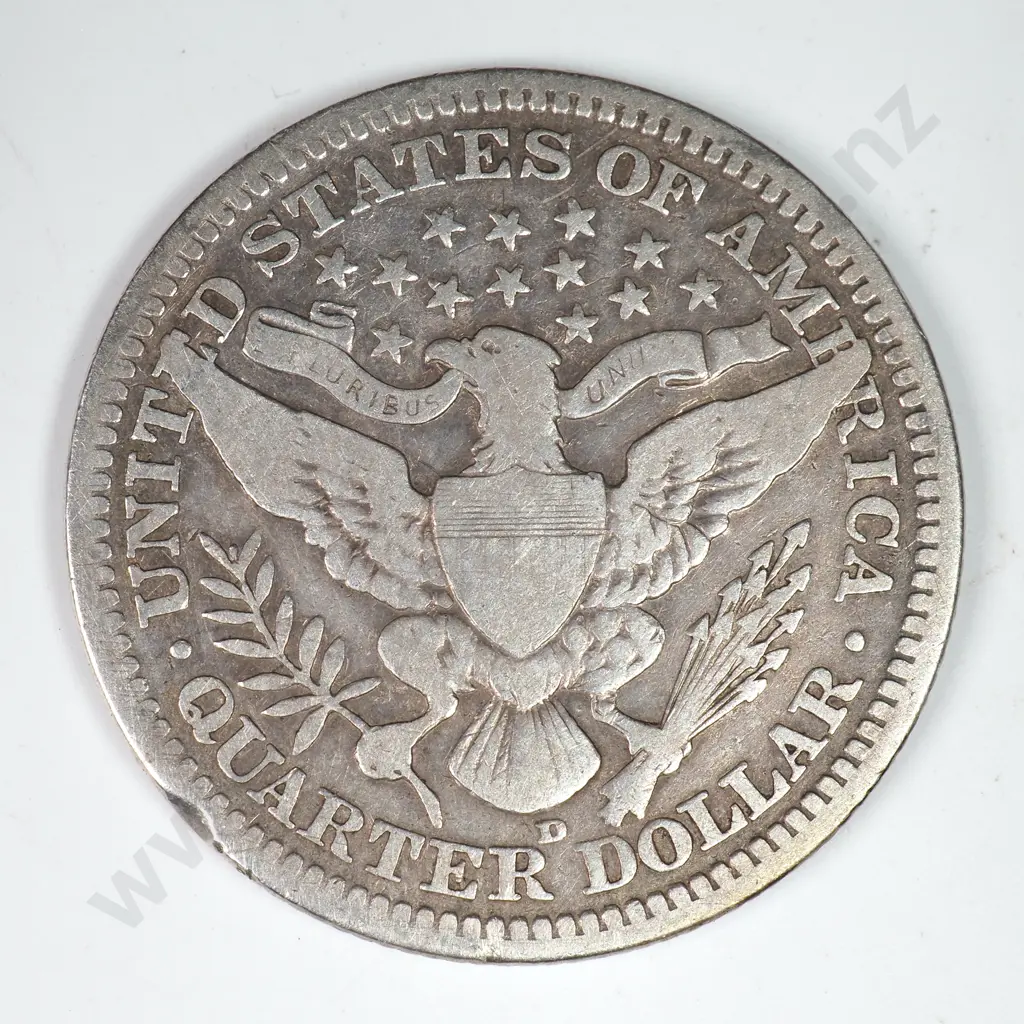 Barber Quarter Dollar: 1911 D - Reverse Rim Bruise Else Fine. Image 1++