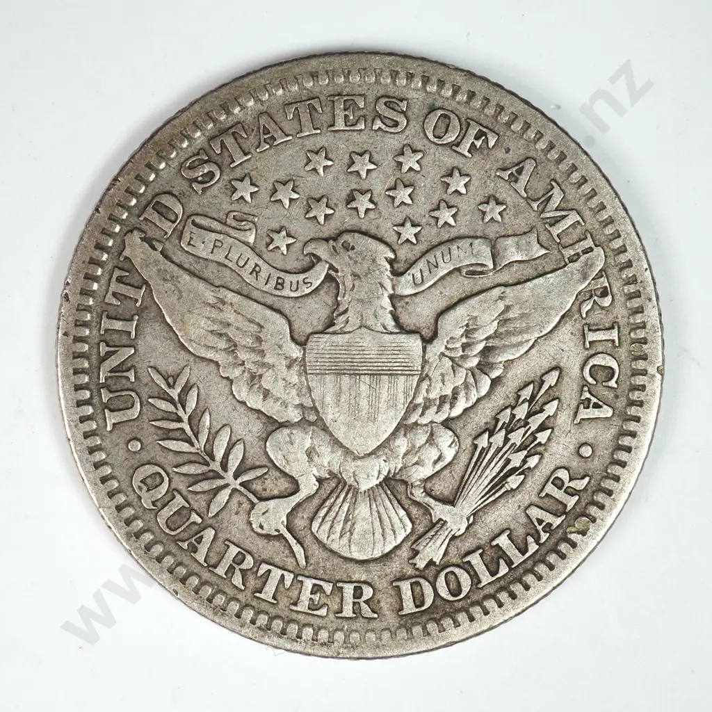 Barber Quarter Dollar: 1912 - Very Fine. C.V USD $66 ( NZD $115 ) Image 1++