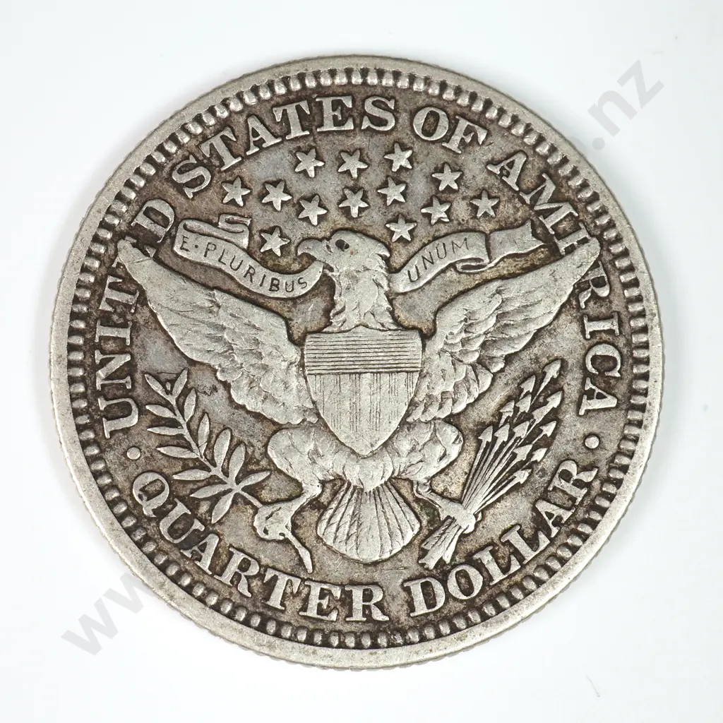 Barber Quarter Dollar: 1914 - Very Fine. C.V USD $66 ( NZD $115 ) Image 1++
