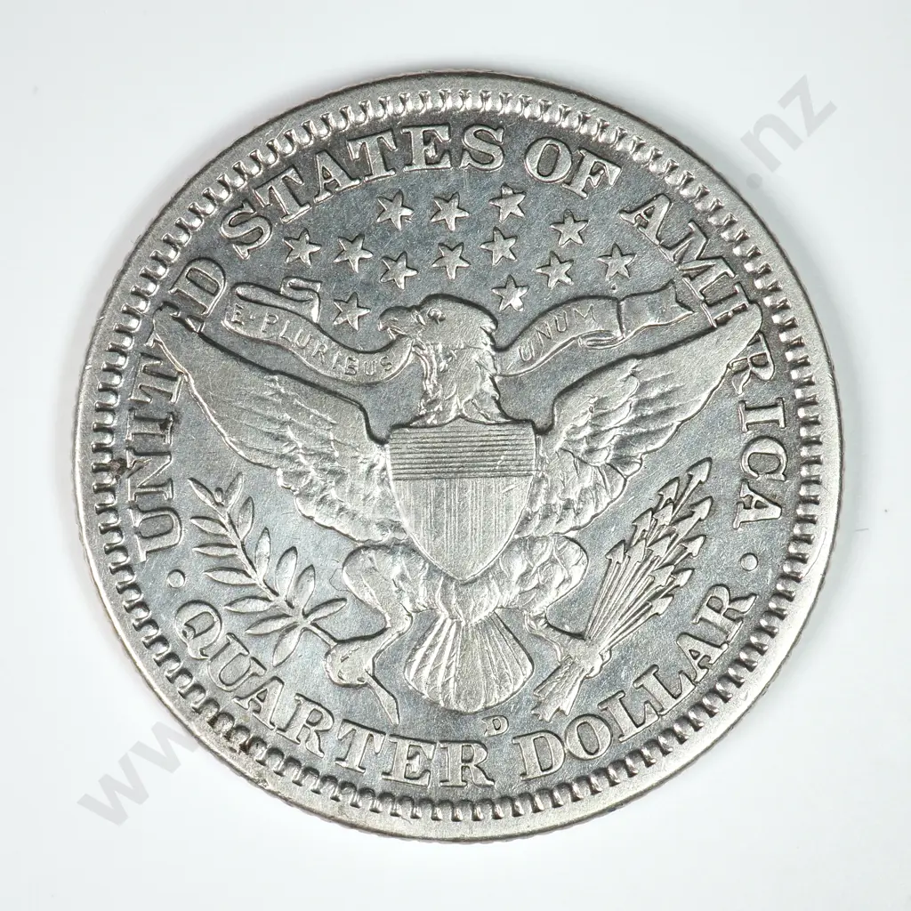 Barber Quarter Dollar: 1914 D - Very Fine. C.V USD $66 ( NZD $115 ) Image 1++