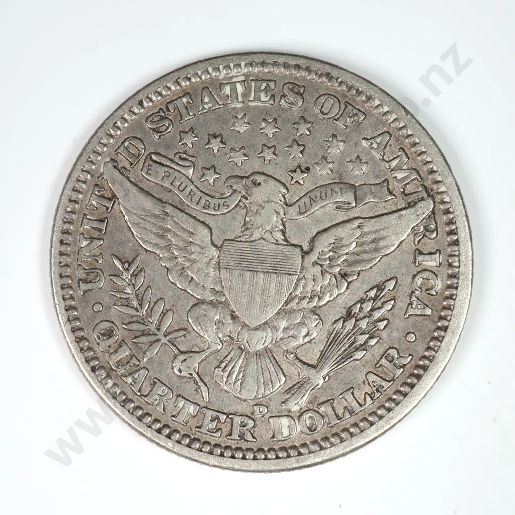 Barber Quarter Dollar: 1915 D - Very Fine. C.V USD $66 ( NZD $115 ) Image 1++