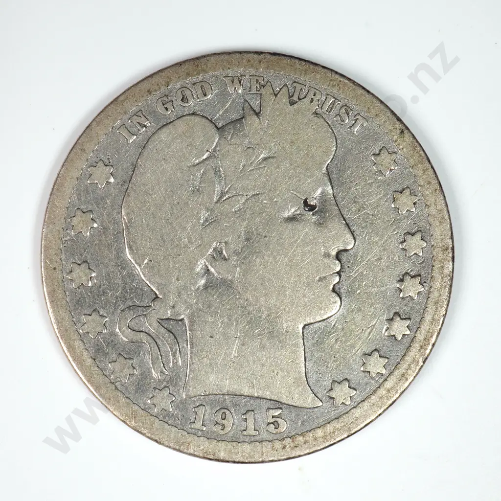 Barber Quarter Dollar: 1915 S - Good. C.V USD $42 ( NZD $70 ) Image 1++