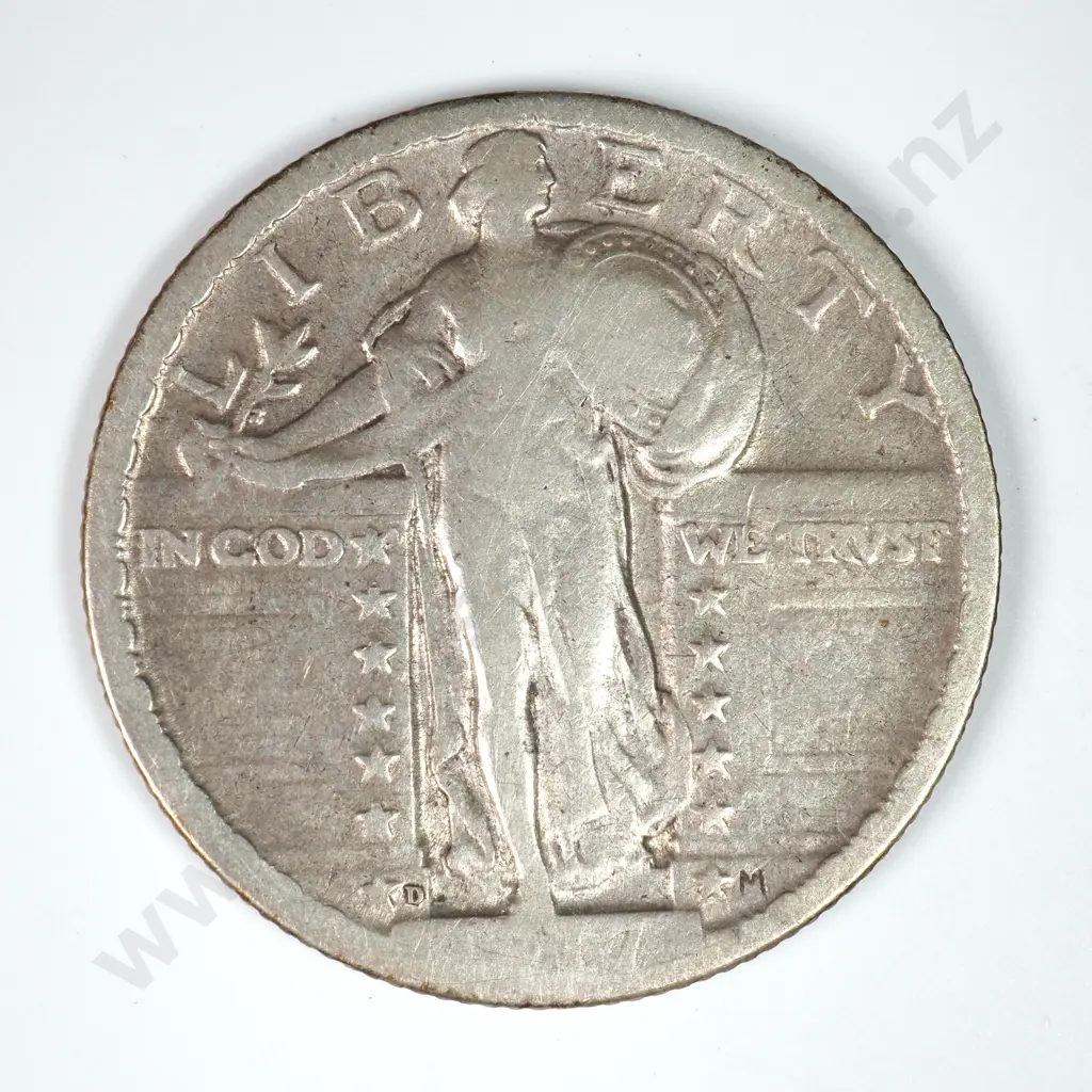 Standing Liberty Quarter Dollar: 1917 D Type II - Very Good. C.V USD $66 ( NZD $115 ) Image 1++