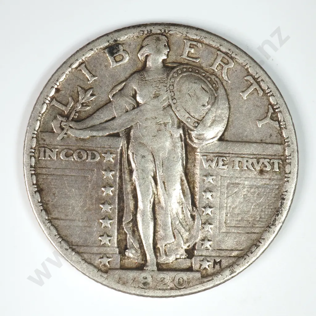 Standing Liberty Quarter Dollar: 1920 - Fine. C.V USD $40 ( NZD $70 ) Image 1++