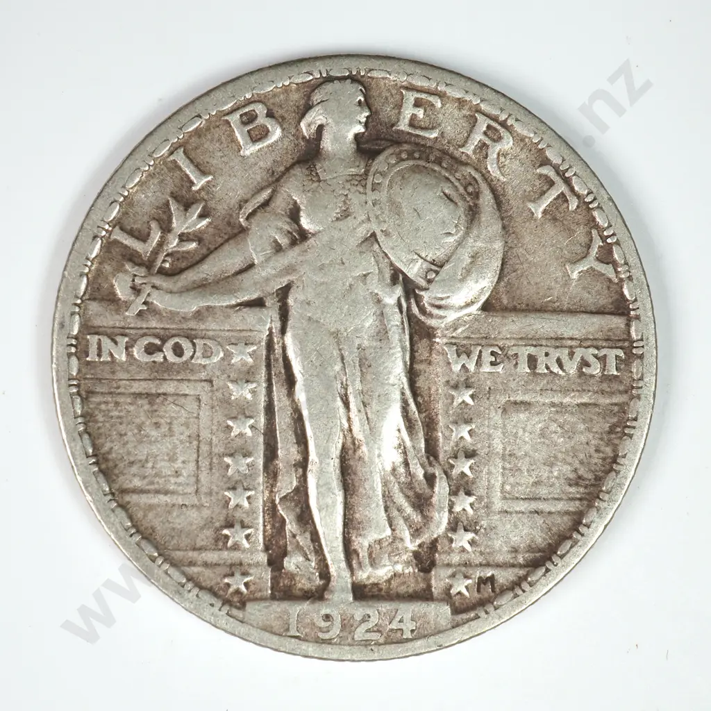 Standing Liberty Quarter Dollar: 1924 - Fine. C.V USD $36 ( NZD $60 ) Image 1++