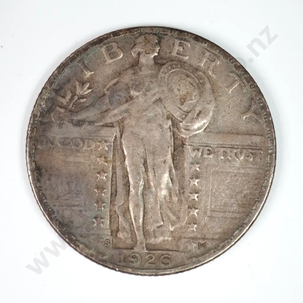 Standing Liberty Quarter Dollar: 1926 S - Dark Very Fine. C.V USD $44 ( NZD $75 ) Image 1++