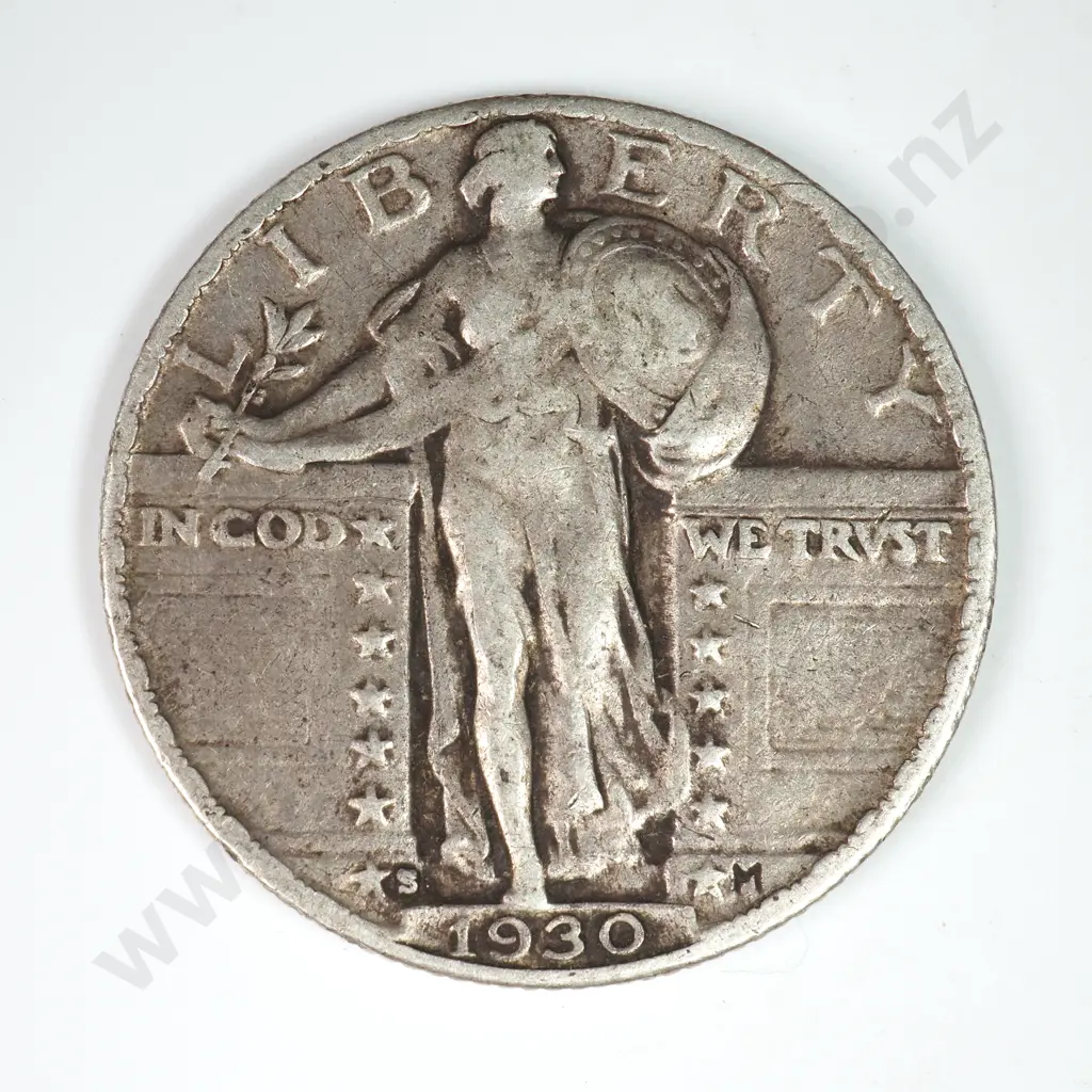Standing Liberty Quarter Dollar: 1930 S - Fine. C.V USD $22 ( NZD $35 ) Image 1++