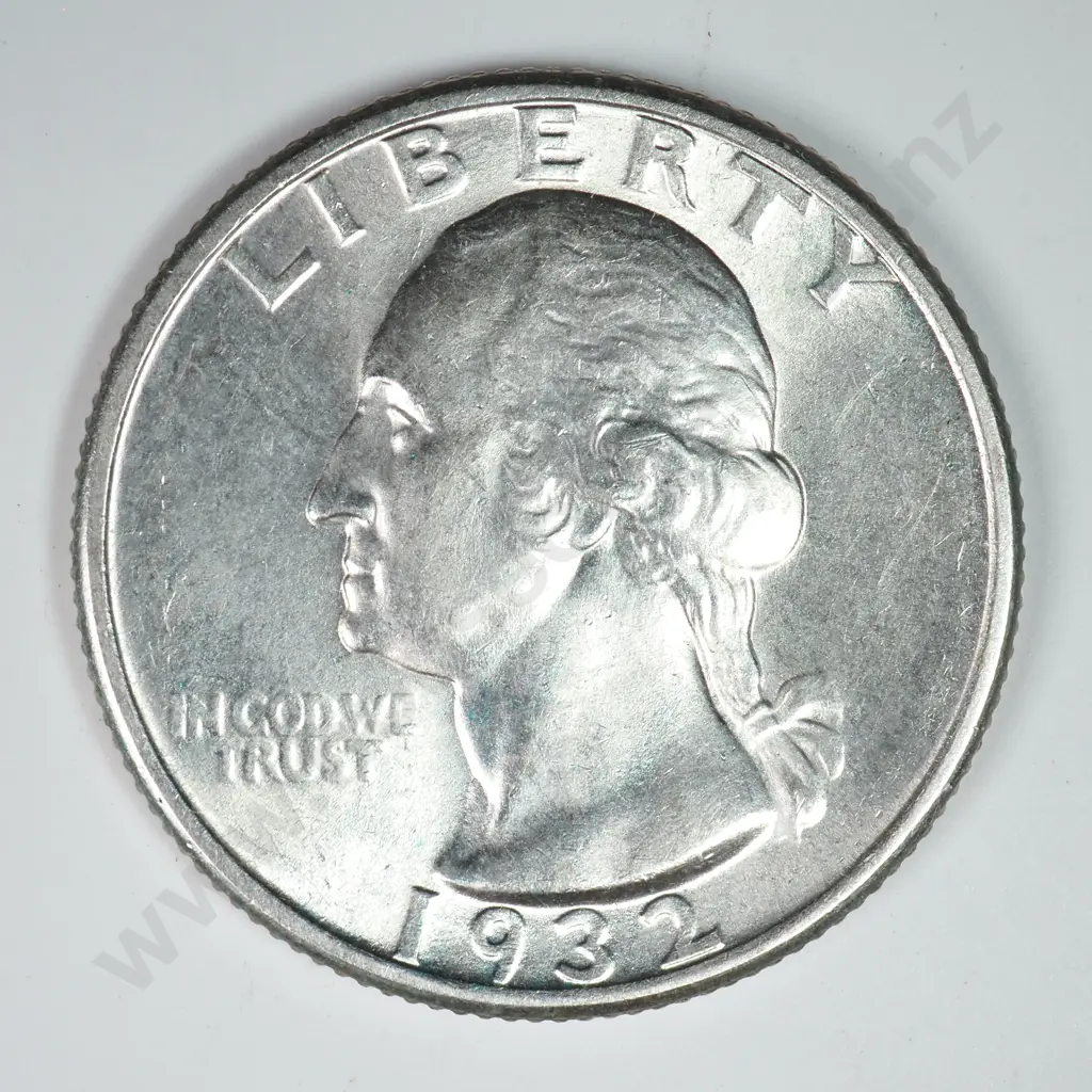 Washington Quarter Dollar: 1932 - Almost Uncirculated. C.V USD $29 ( NZD $50 ) Image 1++