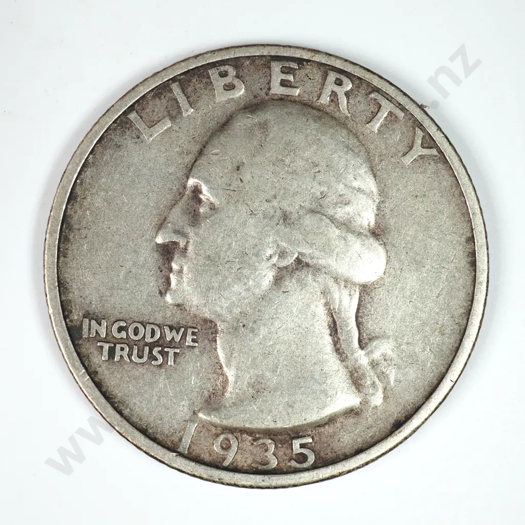Washington Quarter Dollar: 1935 S - Very Fine. C.V USD $22 ( NZD $35 ) Image 1++