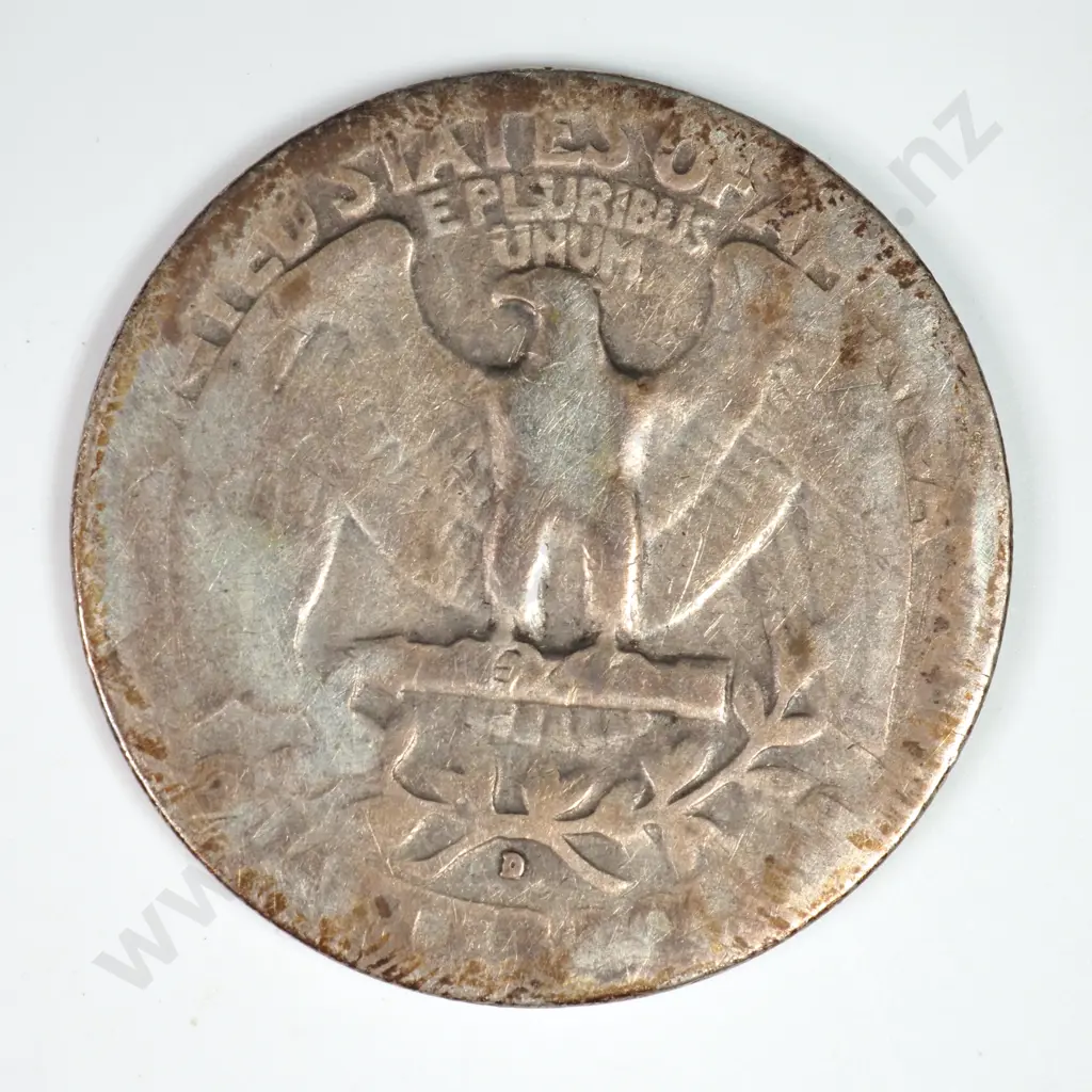 Washington Quarter Dollar: 1936 D - Very Good. C.V USD $48 ( NZD $85 ) Image 1++