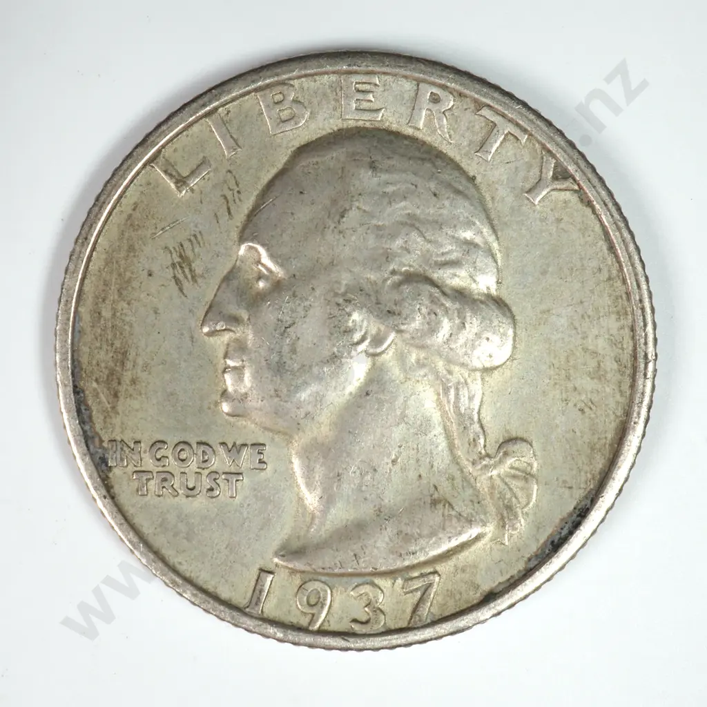 Washington Quarter Dollar: 1937 S - Extremely Fine. C.V USD $56 ( NZD $95 ) Image 1++