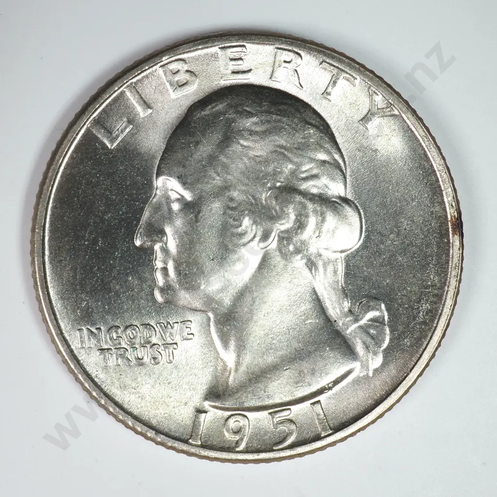 Washington Quarter Dollar: 1951 D - Brilliant Uncirculated. C.V USD $21 ( NZD $35 ) Image 1++