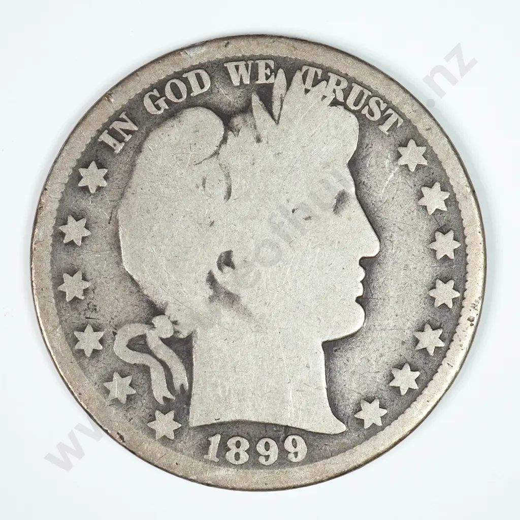 Barber Half Dollar: 1899 O - Good. C.V USD $54 ( NZD $95 ) Image 1++