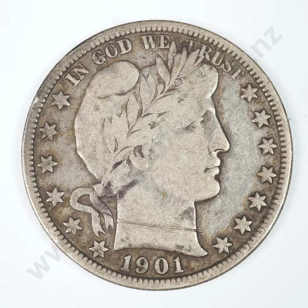 Barber Half Dollar: 1901 O - Scratches Plus Rim Knock Else Fine Image 1++