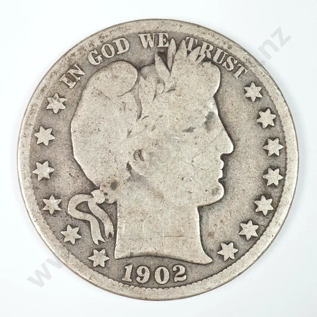 Barber Half Dollar: 1902 O - Very Good. C.V USD $54 ( NZD $95 ) Image 1++