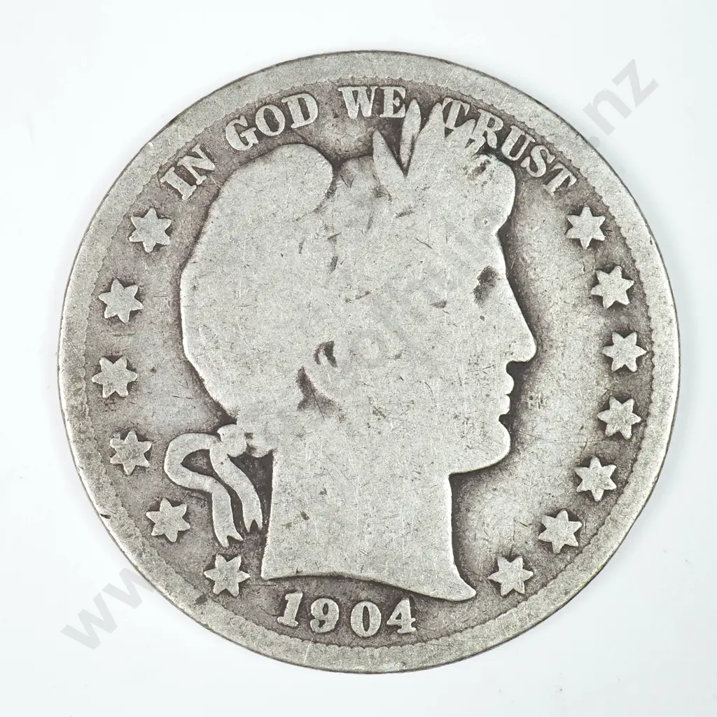 Barber Half Dollar: 1904 S - Good. C.V USD $107 ( NZD $185 ) Image 1++