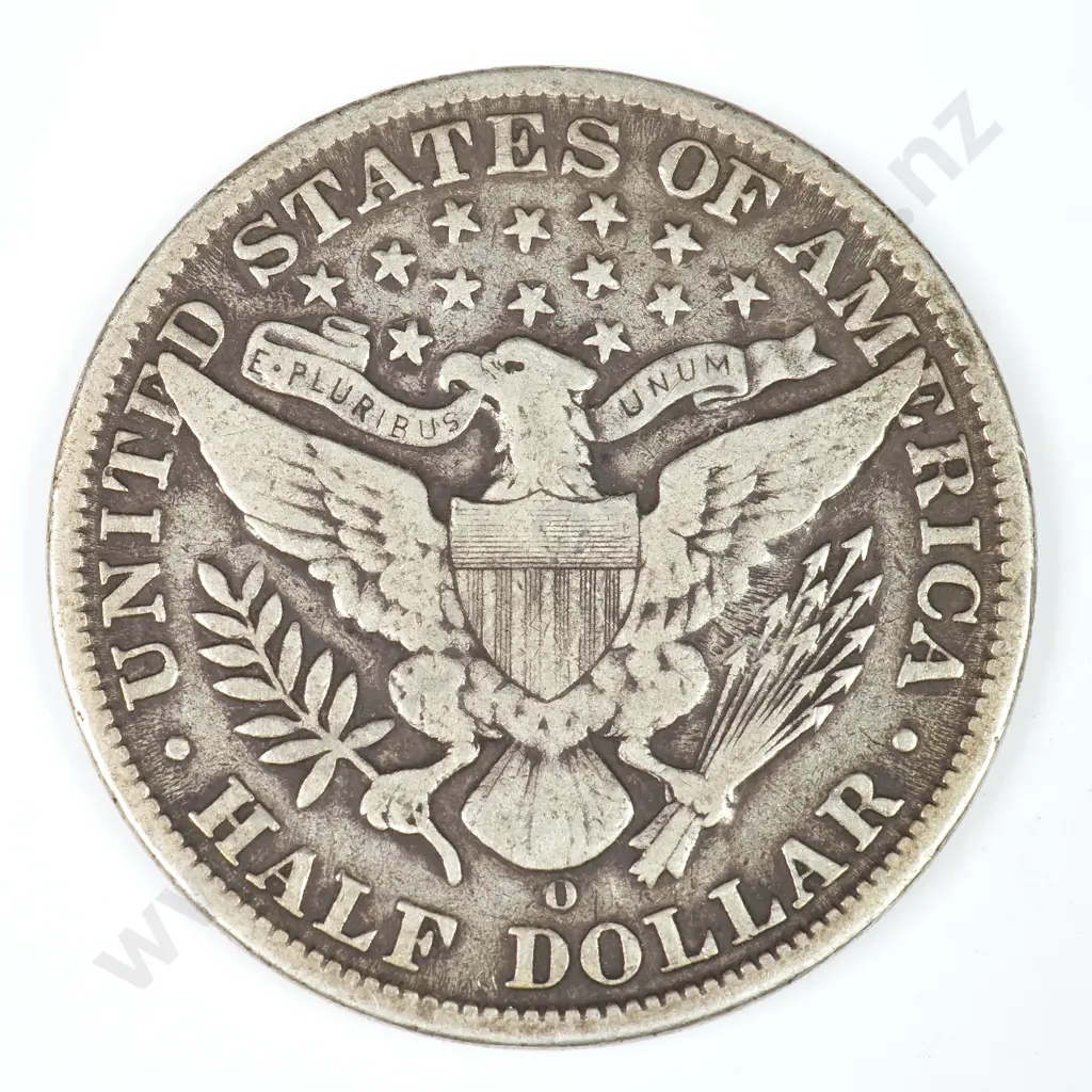 Barber Half Dollar: 1908 O - Fine. C.V USD $81 ( NZD $140 ) Image 1++