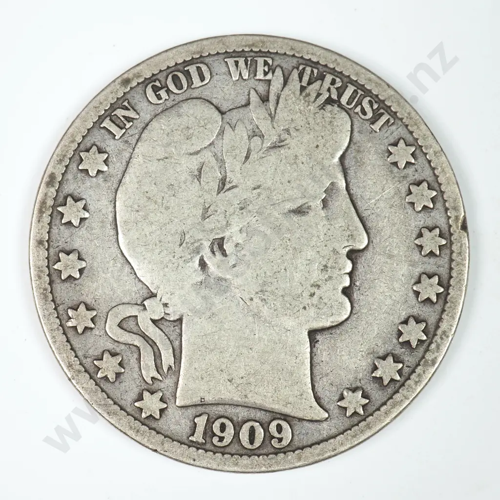 Barber Half Dollar: 1909 S - Very Good. C.V USD $63 ( NZD $110 ) Image 1++