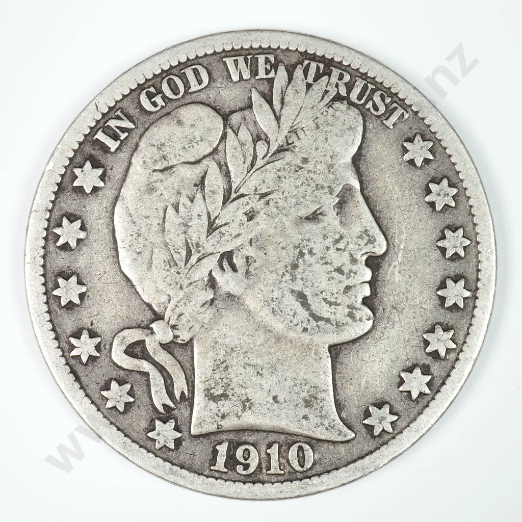 Barber Half Dollar: 1910 S - Fine. C.V USD $101 ( NZD $175 ) Image 1++