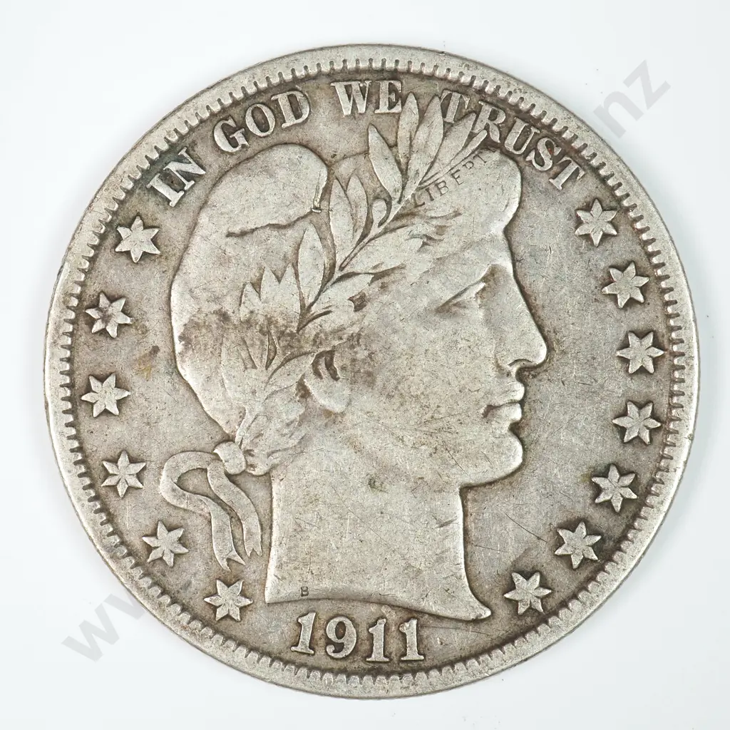 Barber Half Dollar: 1911 S - Very Fine. C.V USD $183 ( NZD $320 ) Image 1++