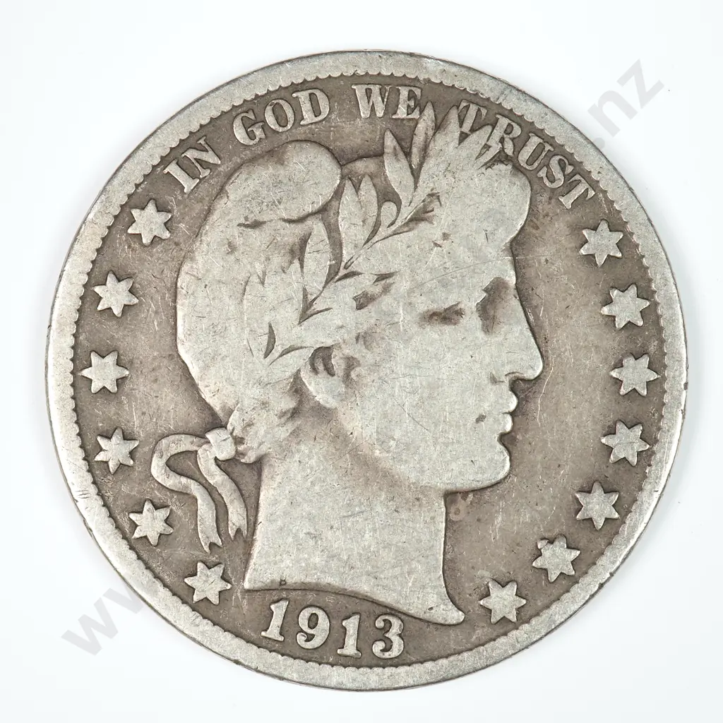 Barber Half Dollar: 1913 S - Very Good. C.V USD $70 ( NZD $120 ) Image 1++