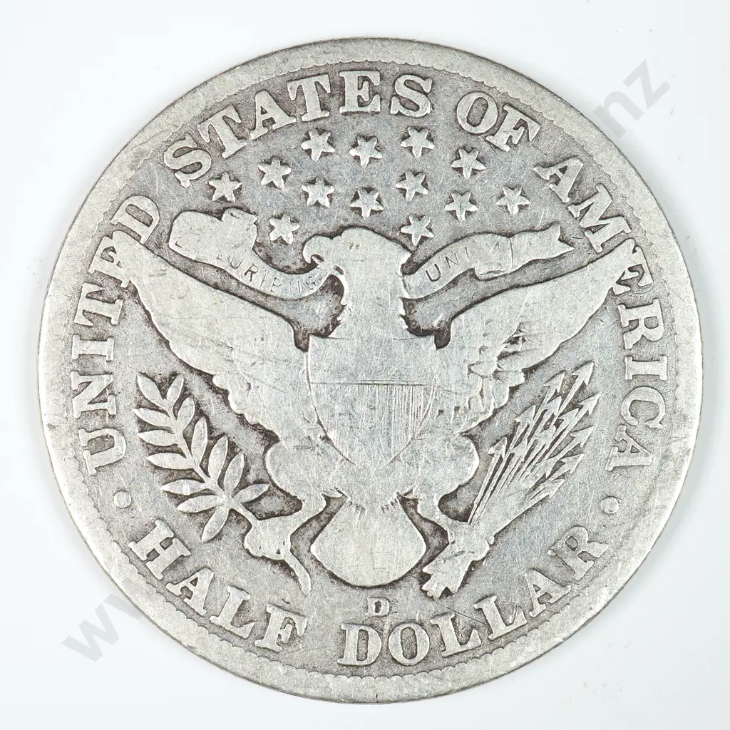 Barber Half Dollar: 1915 D - Very Good. C.V USD $59 ( NZD $100 ) Image 1++
