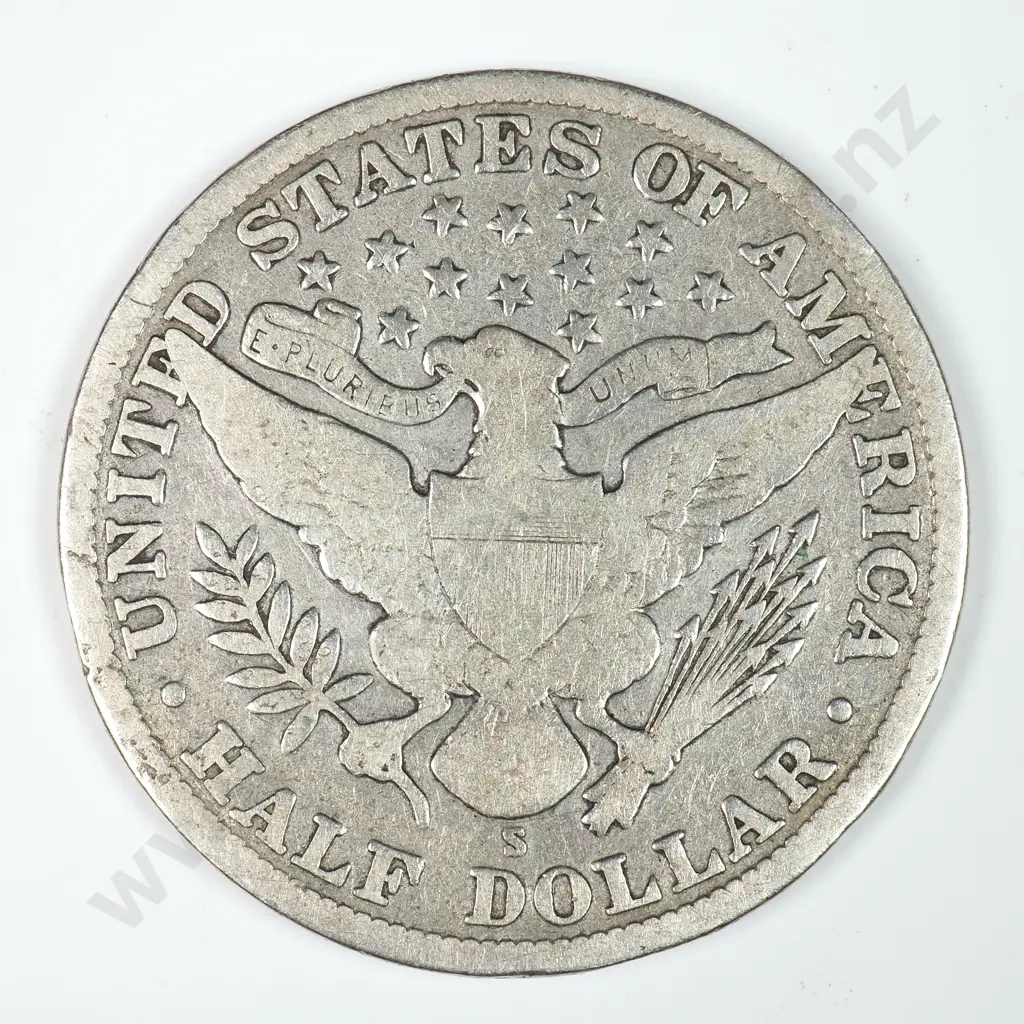 Barber Half Dollar: 1915 S - Very Good. C.V USD $59 ( NZD $100 ) Image 1++