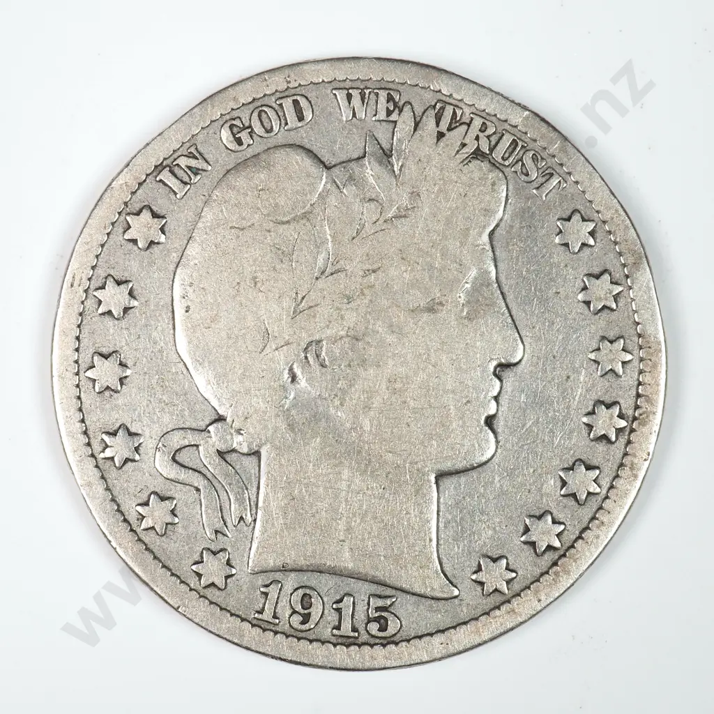 Barber Half Dollar: 1915 S - Very Good. C.V USD $59 ( NZD $100 ) Image 1++