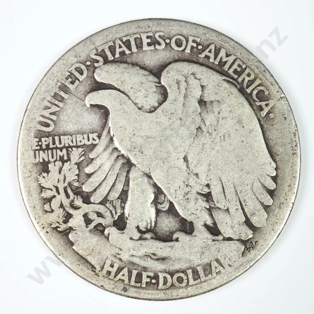 Walking Liberty Half Dollar: 1916 D - Good. C.V USD $89 ( NZD $155 ) Image 1++