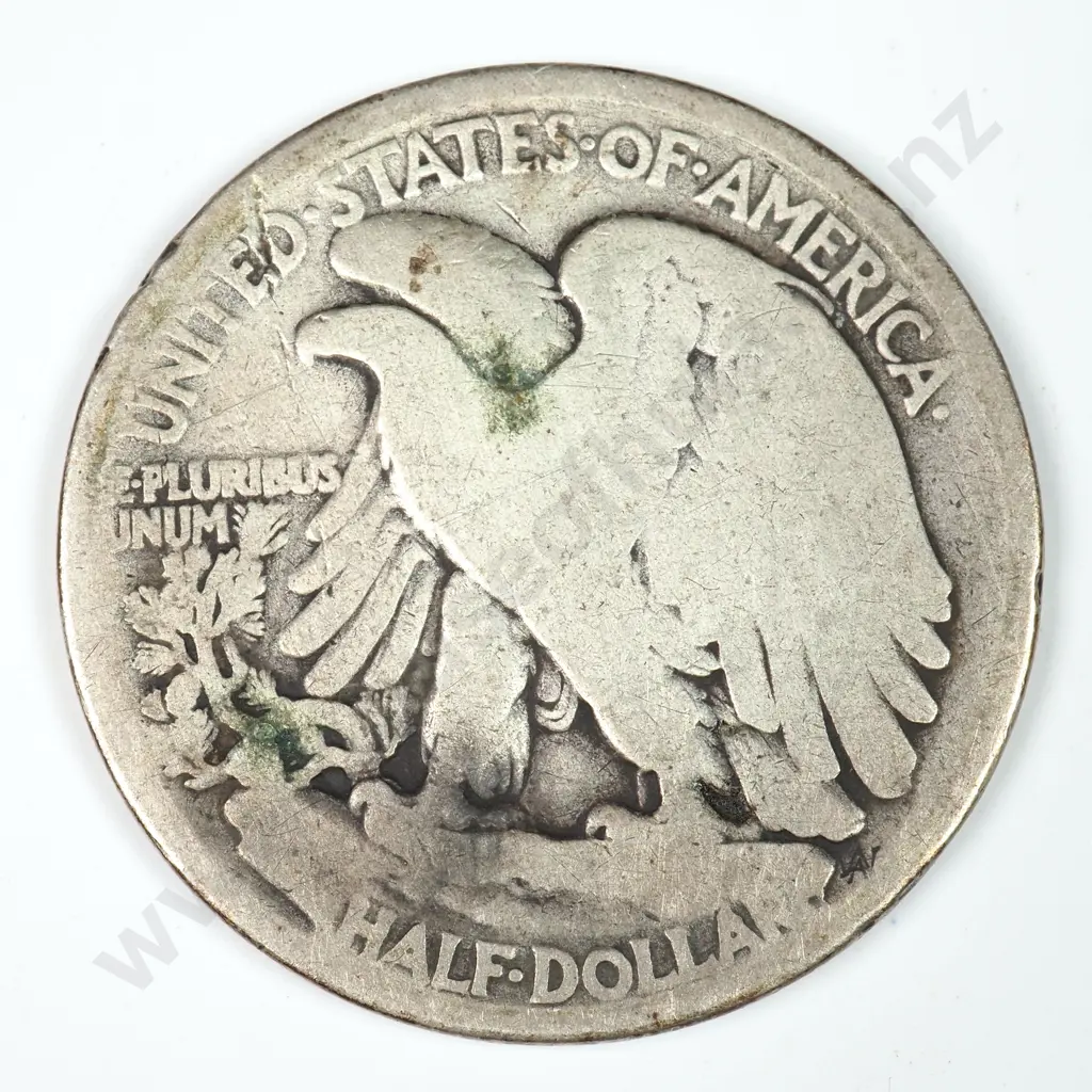 Walking Liberty Half Dollar: 1917 D Mintmark Obverse - Good. C.V USD $63 ( NZD $110 ) Image 1++