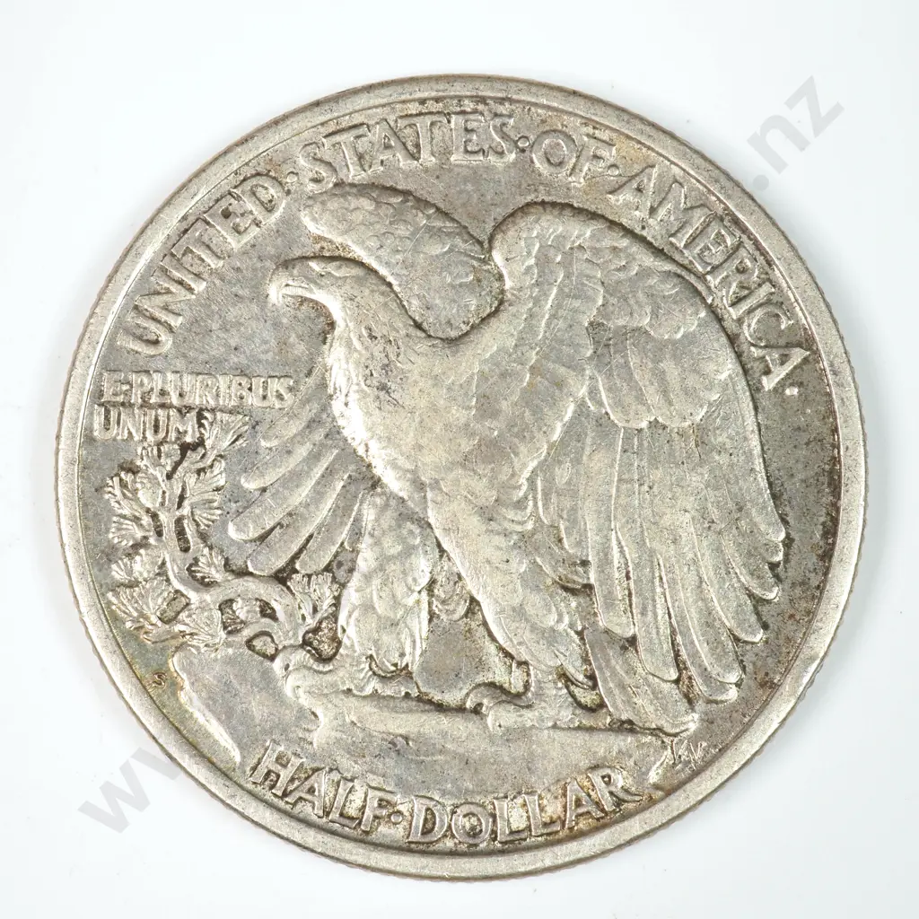 Walking Liberty Half Dollar: 1917 S Mintmark Reverse - Very Fine. C.V USD $63 ( NZD $110 ) Image 1++