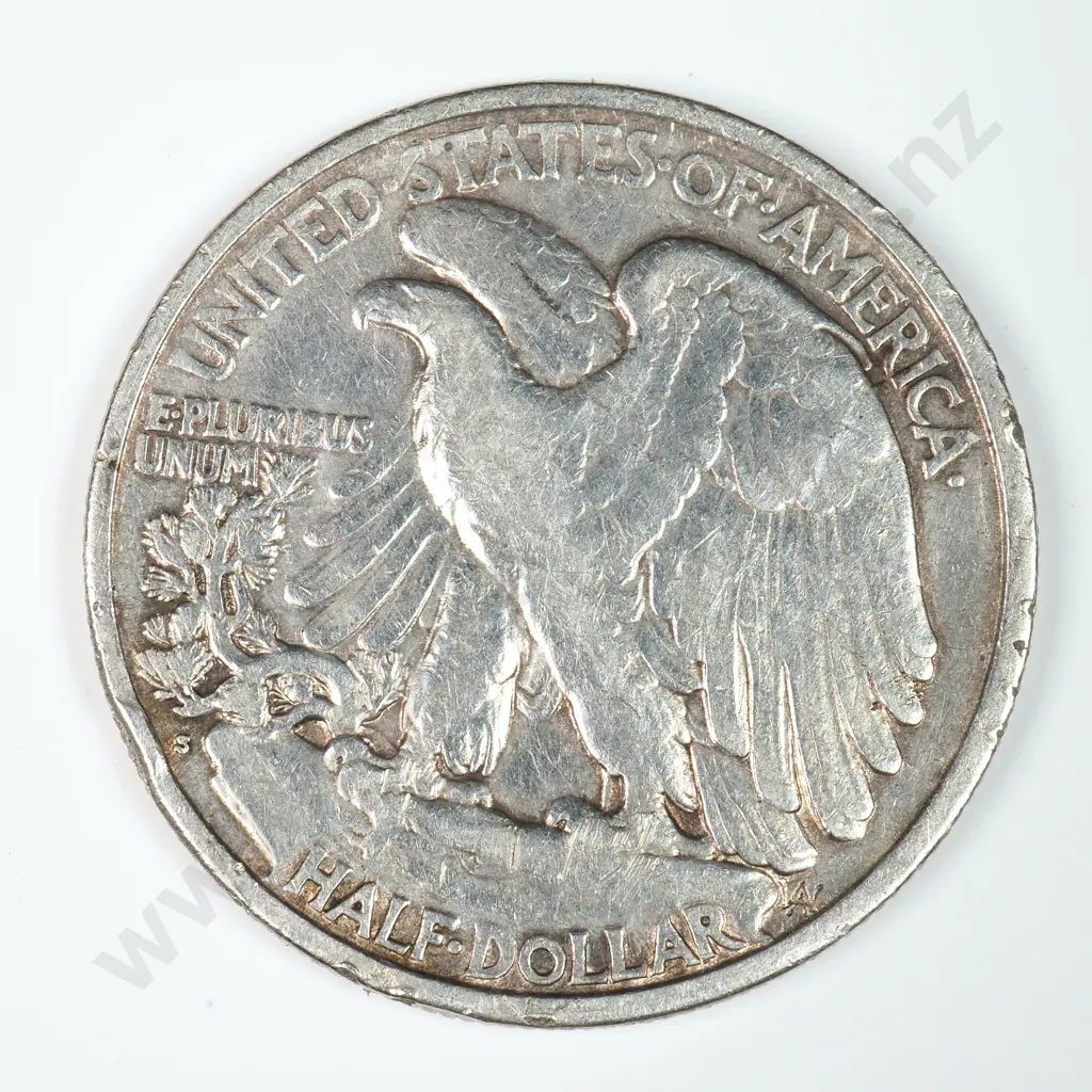 Walking Liberty Half Dollar: 1920 D - Good. C.V USD $50 ( NZD $90 ) Image 1++