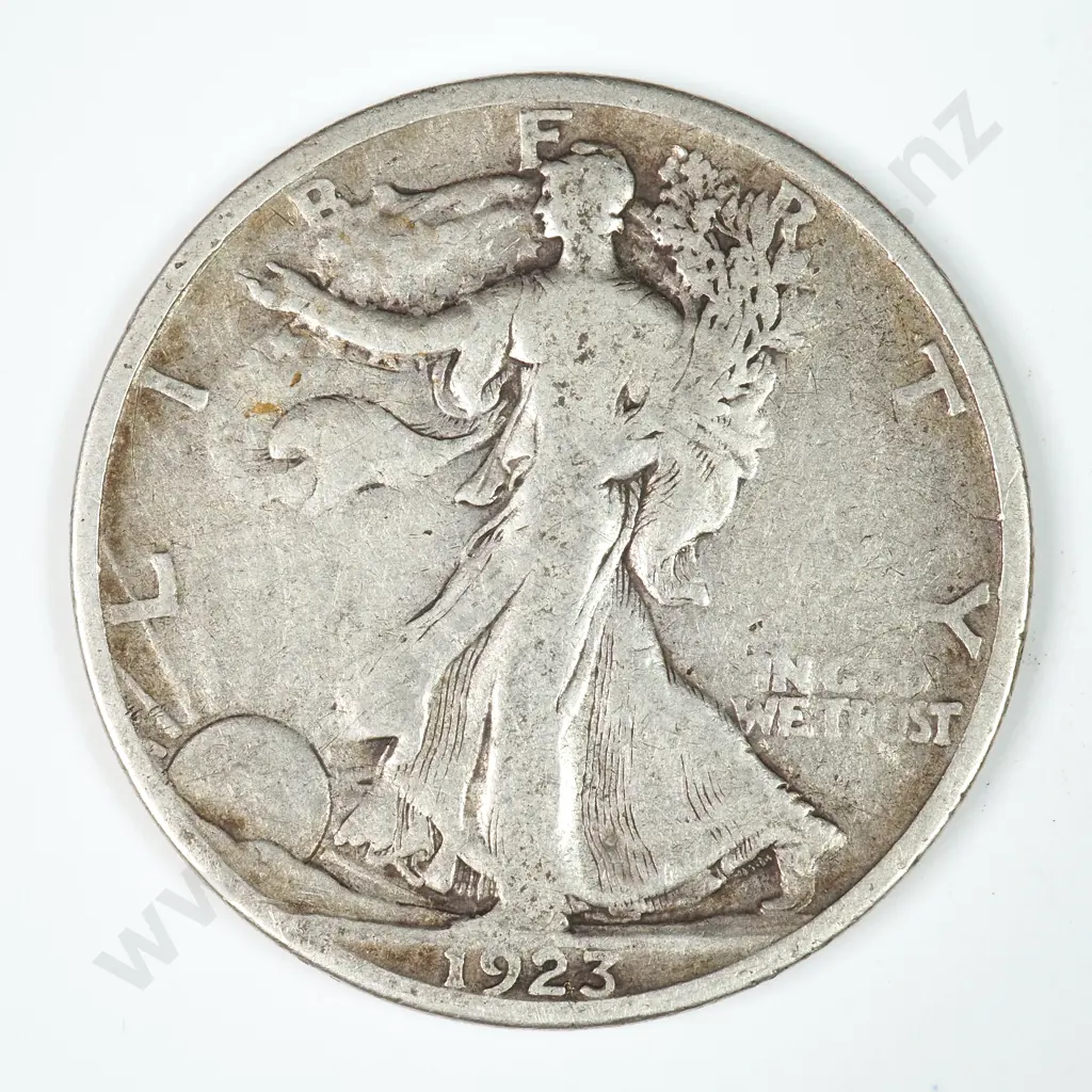 Walking Liberty Half Dollar: 1923 S - Very Good. C.V USD $50 ( NZD $90 ) Image 1++