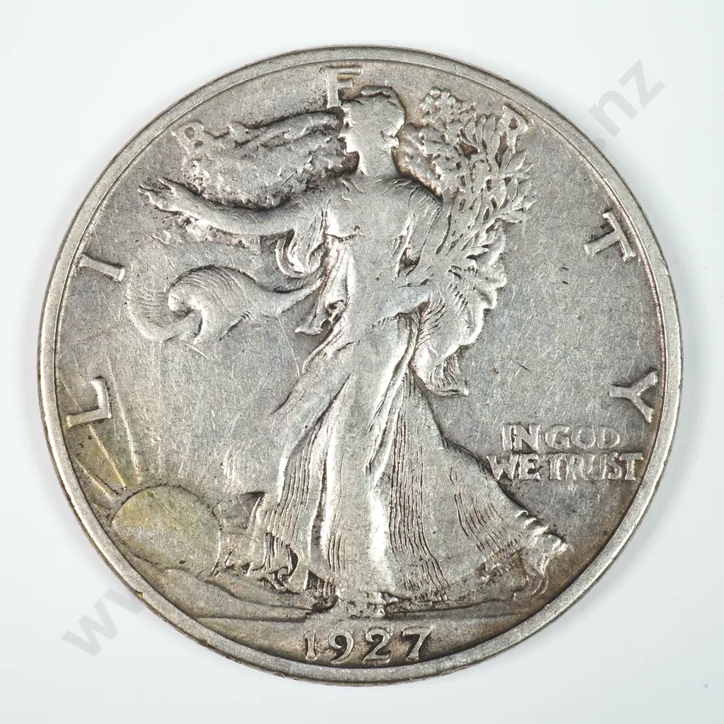 Walking Liberty Half Dollar: 1927 S - Very Fine. C.V USD $81 ( NZD $140 ) Image 1++