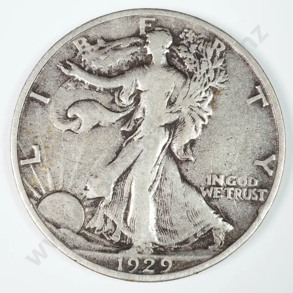 Walking Liberty Half Dollar: 1929 S - Very Fine. C.V USD $63 ( NZD $110 ) Image 1++