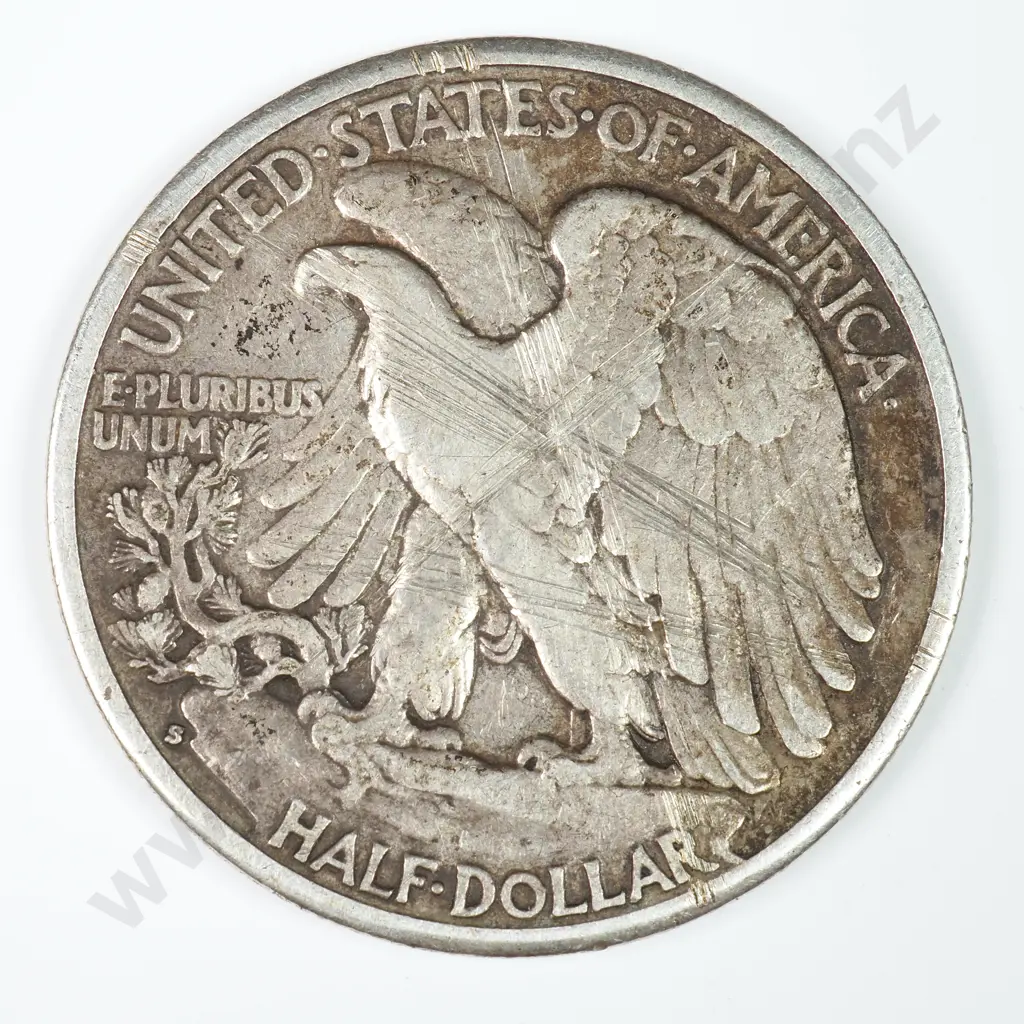 Walking Liberty Half Dollar: 1933 S - Very Fine. C.V USD $63 ( NZD $110 ) Image 1++