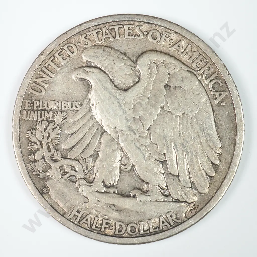 Walking Liberty Half Dollar: 1934 S - Very Fine. C.V USD $40 ( NZD $70 ) Image 1++