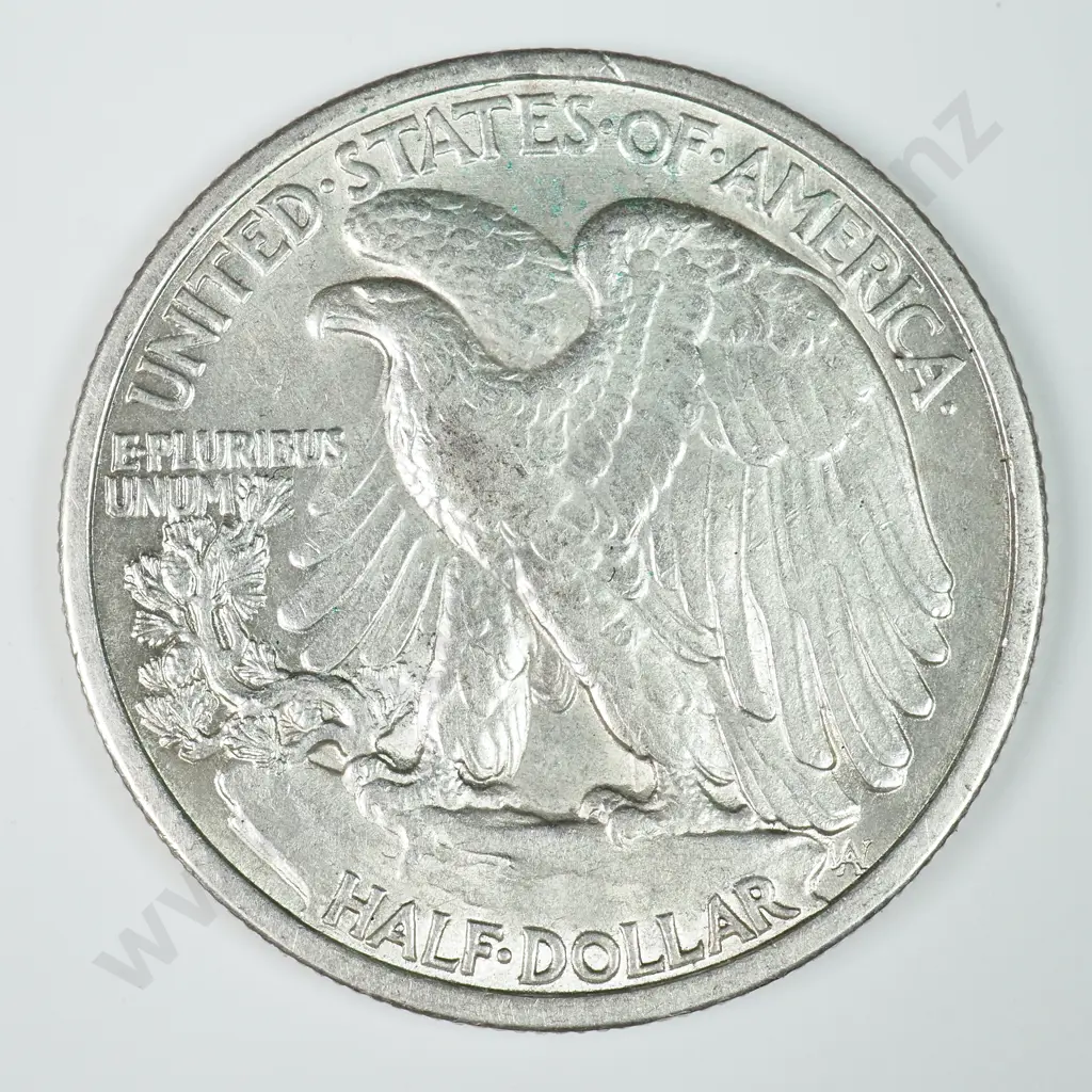 Walking Liberty Half Dollar: 1936 - Almost Uncirculated. C.V USD $50 ( NZD $90 ) Image 1++