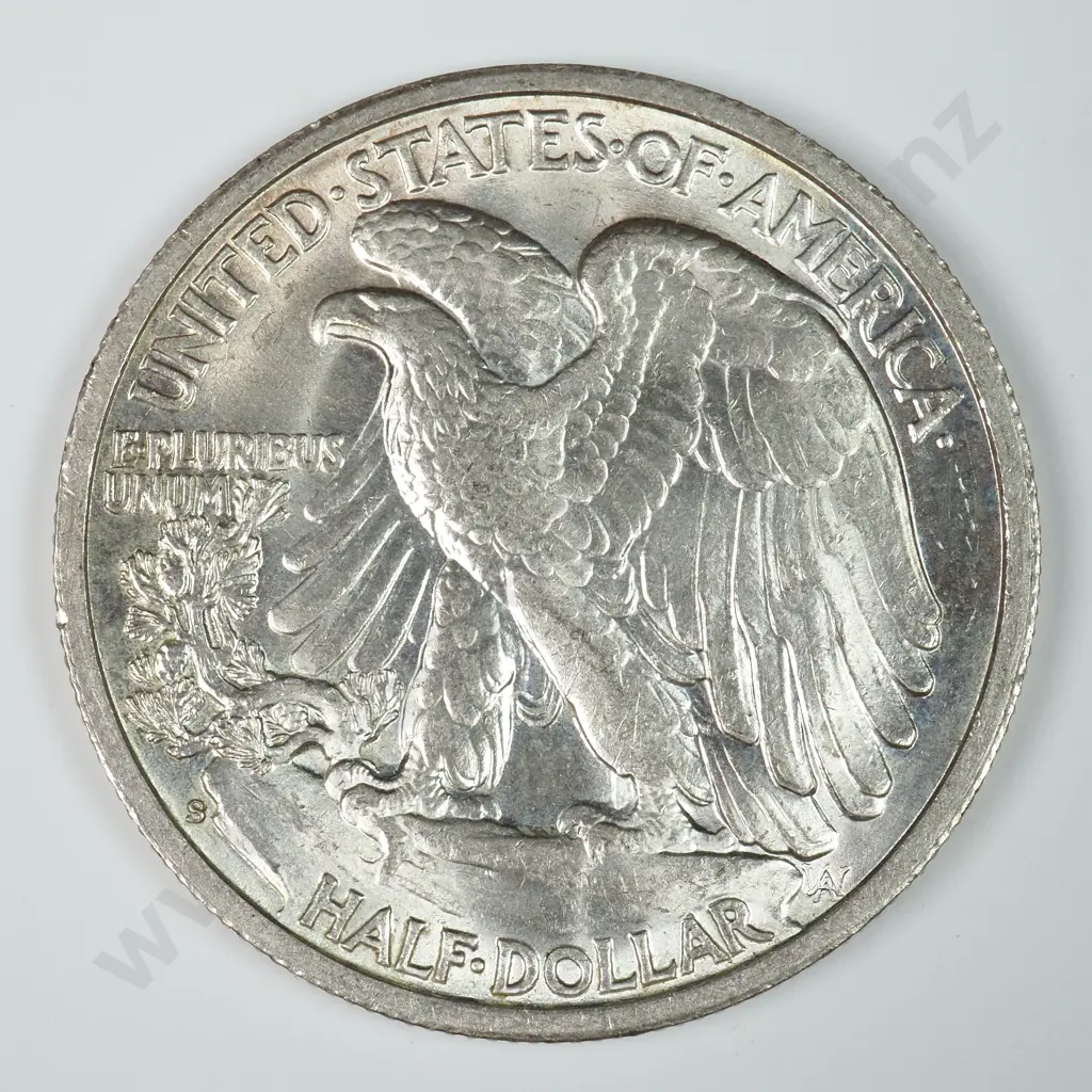 Walking Liberty Half Dollar: 1942 S - Almost Uncirculated. C.V USD $46 ( NZD $80 ) Image 1++