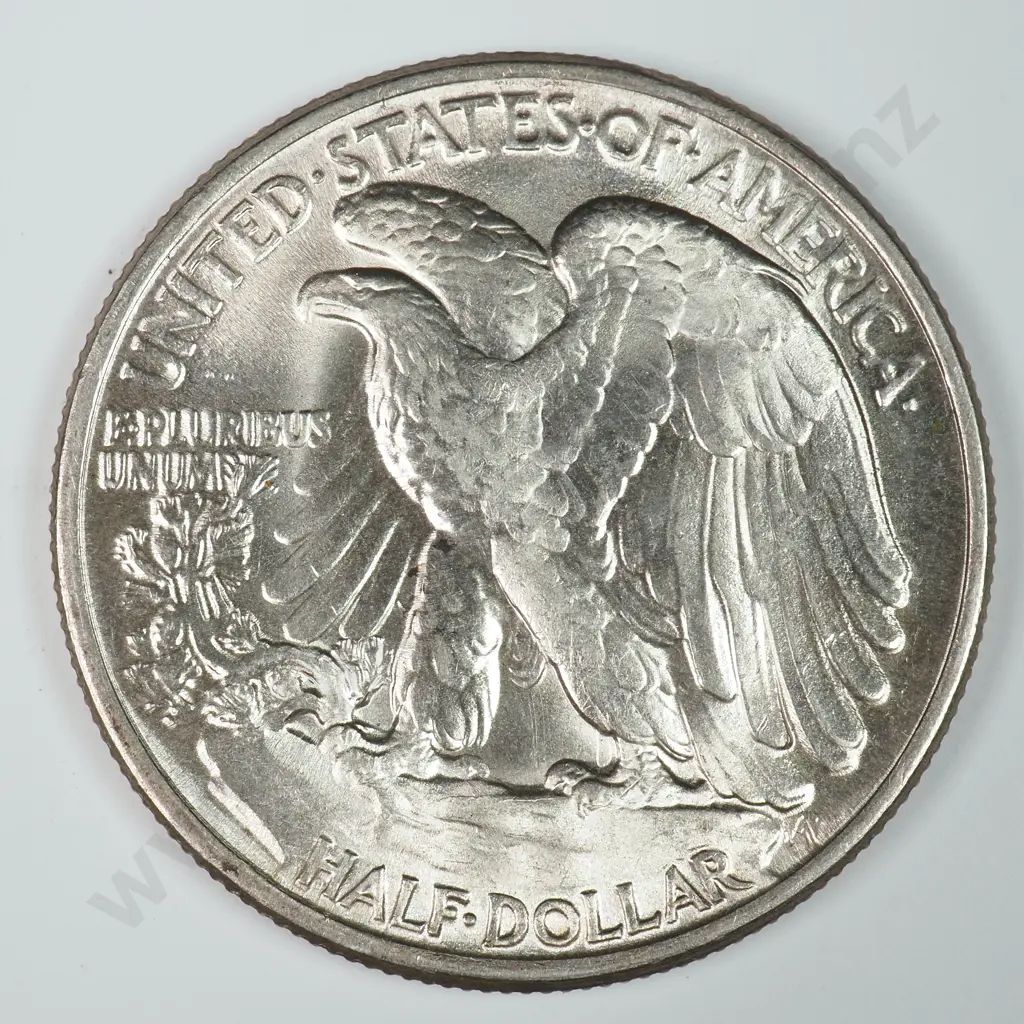 Walking Liberty Half Dollar: 1945 - Uncirculated. C.V USD $63 ( NZD $110 ) Image 1++