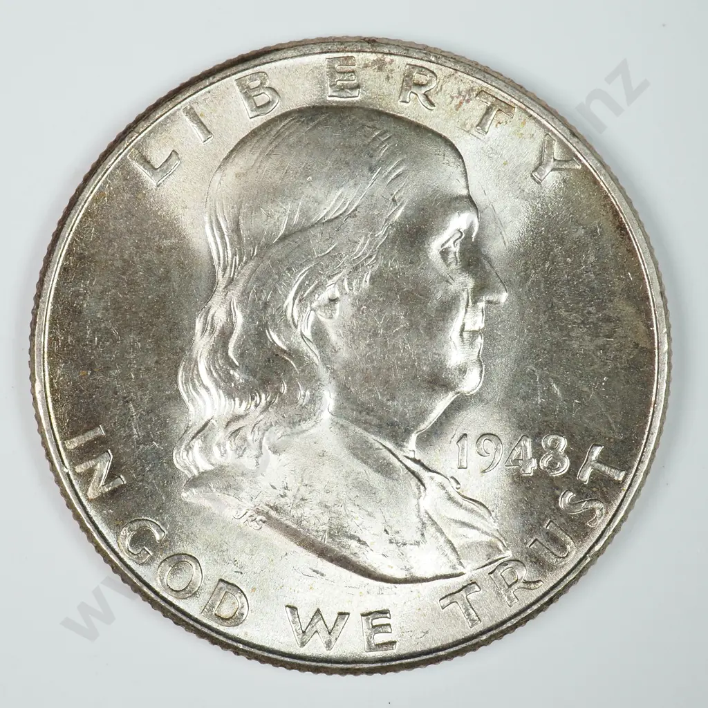 Franklin Half Dollar: 1948 - Uncirculated. C.V USD $45 ( NZD $80 ) Image 1++