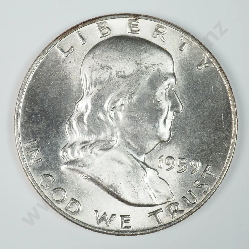 Franklin Half Dollar: 1959 - Uncirculated. C.V USD $39 ( NZD $70 ) Image 1++