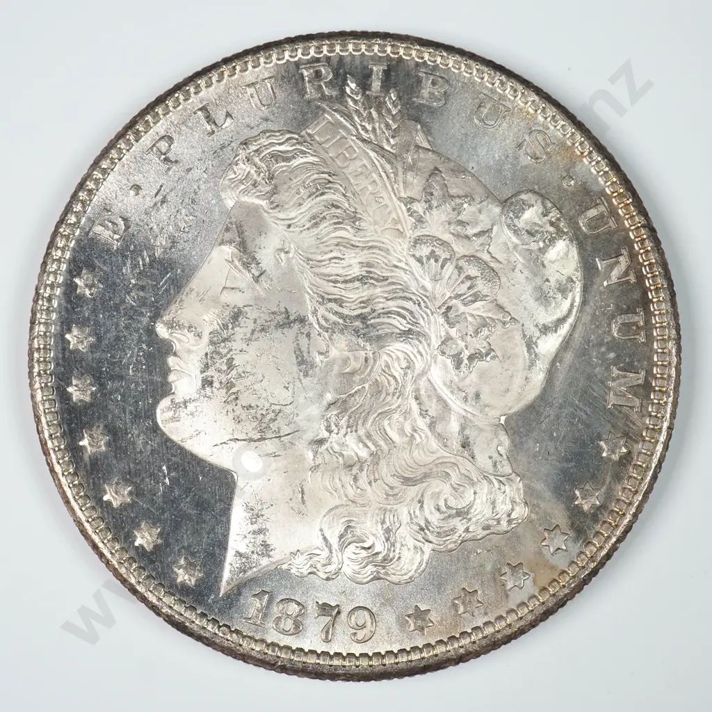 Morgan Dollar: 1879 S - MS60 C.V USD $155 ( NZD $270 ) MS65 C.V USD $332 ( NZD $580 ) Image 1++