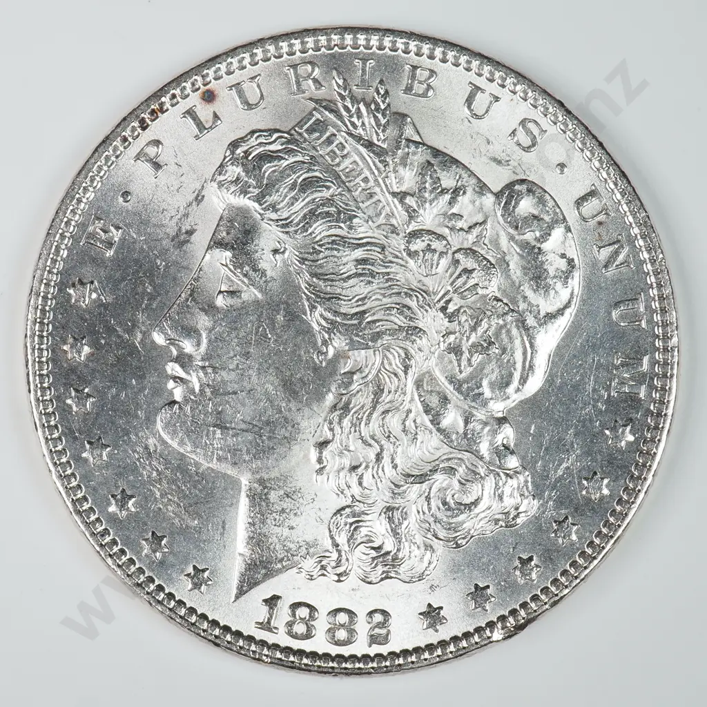 Morgan Dollar: 1882 - MS60 C.V USD $124 ( NZD $215 ) MS65 C.V USD $541 ( NZD $940 ) Image 1++