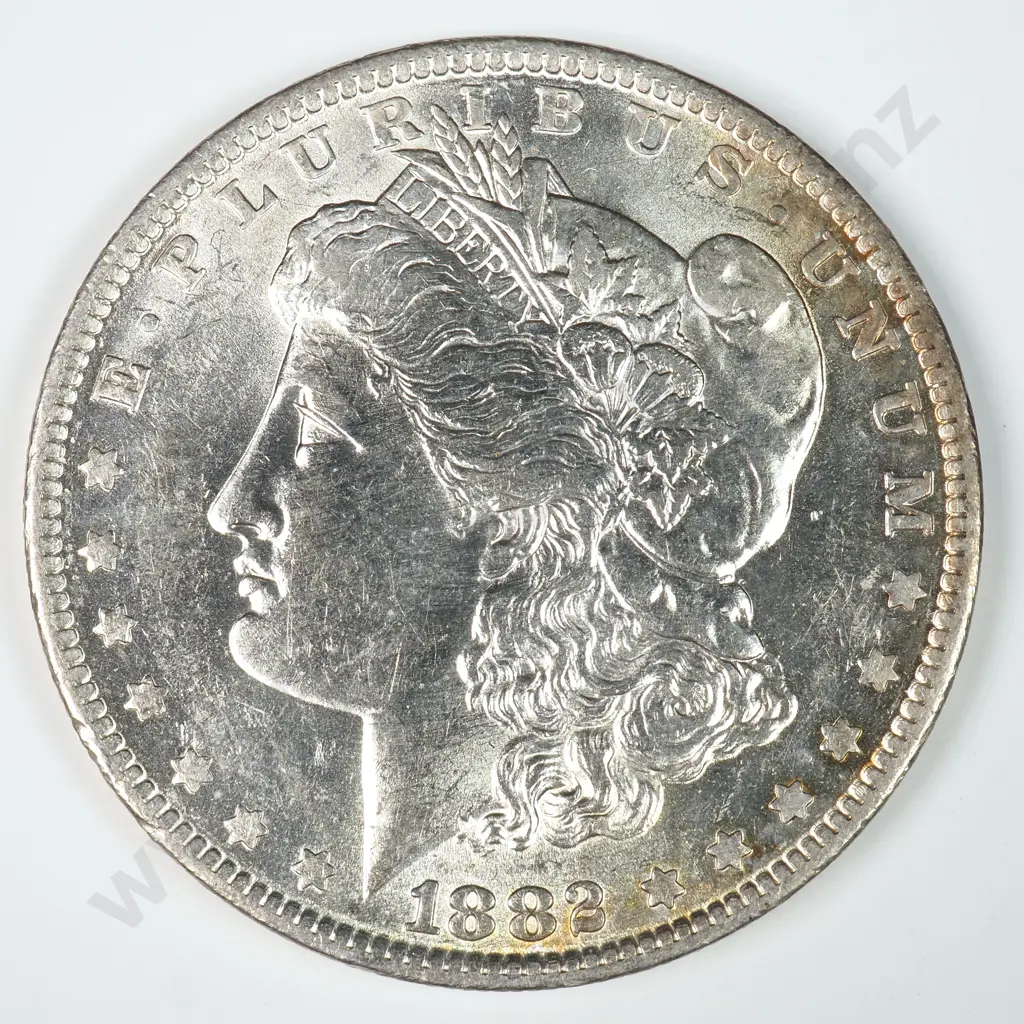 Morgan Dollar: 1882 O - MS60 C.V USD $124 ( NZD $215 ) MS65 C.V USD $764 ( NZD $1330 ) Image 1++