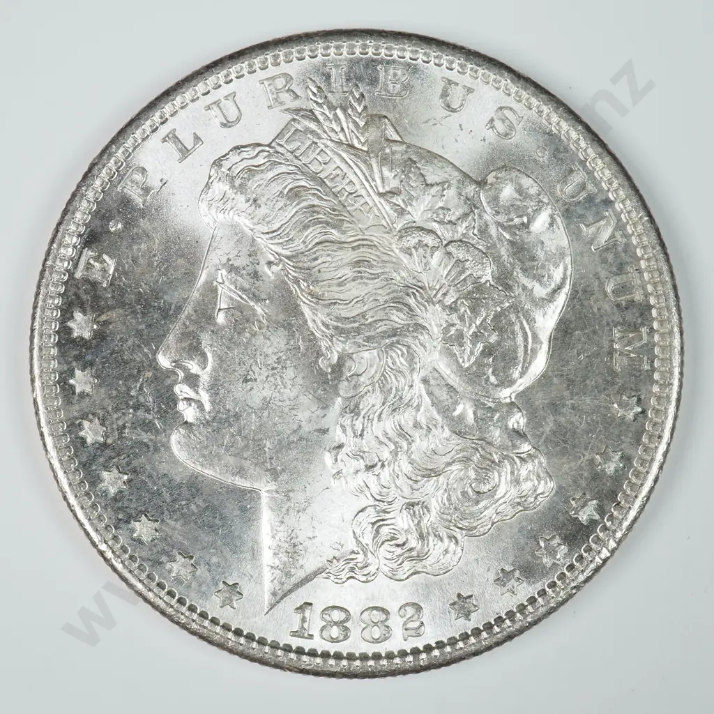 Morgan Dollar: 1882 S - MS60 C.V USD $124 ( NZD $215 ) MS65 C.V USD $308 ( NZD $535 ) Image 1++