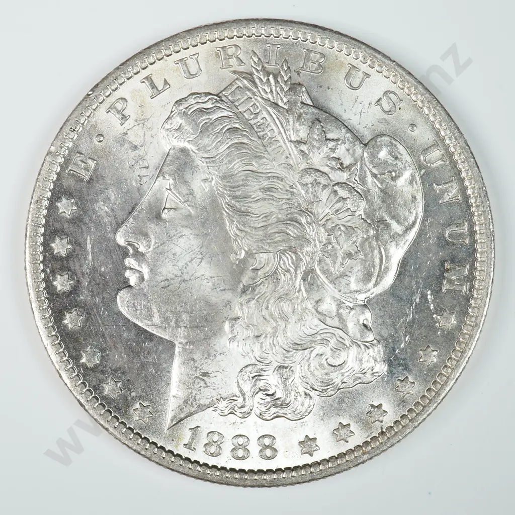 Morgan Dollar: 1888 O - MS60 C.V USD $130 ( NZD $225 ) MS65 C.V USD $481 ( NZD $835 ) Image 1++